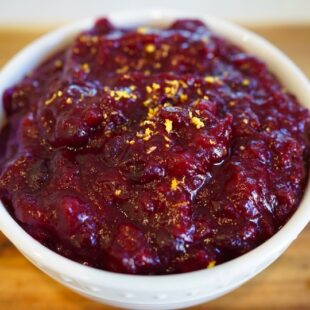 bowl of homemade cranberry sauce