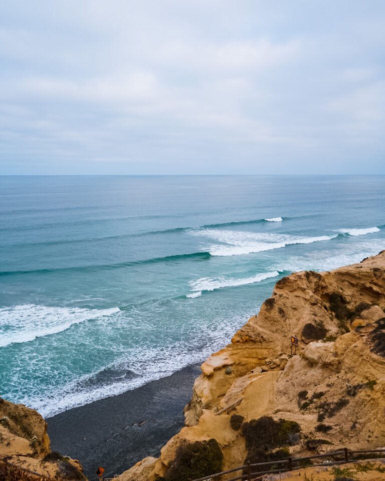 ocean off torrey pines coast line in san diego